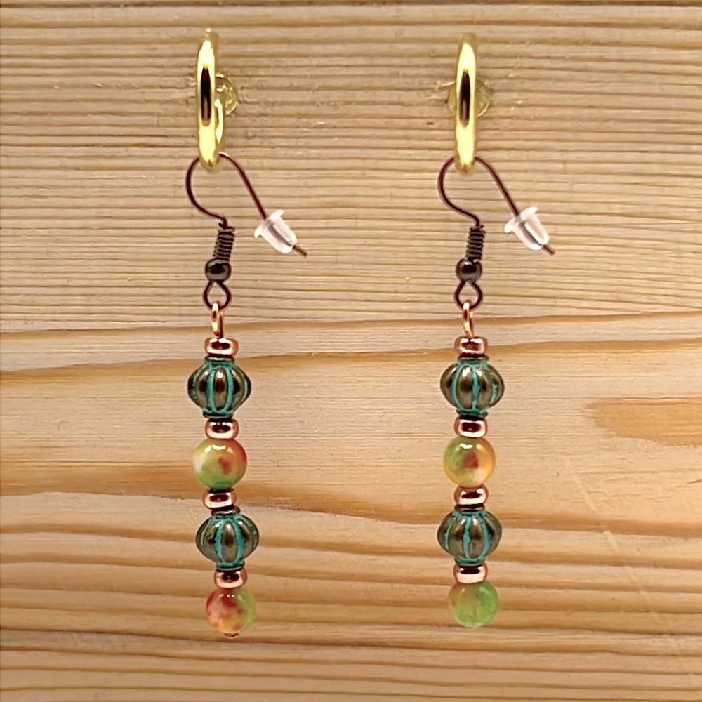 Boho Style Pair Of Handcrafted Dangle Multicolore… - image 2